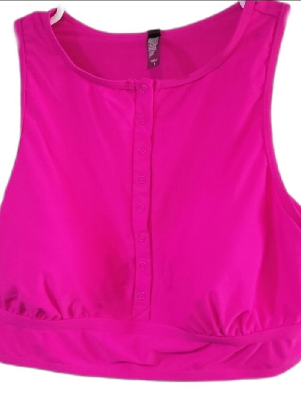 Torrid Hot Pink High Neck Racerback Button Front Up Crop Sports Bra Size 1 1X